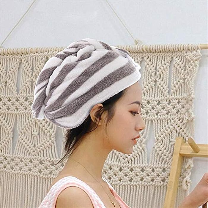 WFAR Instant Quick Dry Hair Towel Wrapped Kuaisuganfa Bathroom Hood Shower Hood for Long Hair for Women (Color: Pink White) - Image 5